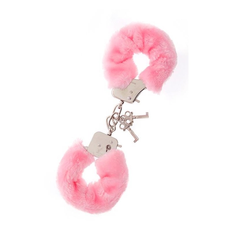 Kajdanki-METAL HANDCUFF WITH PLUSH PINK